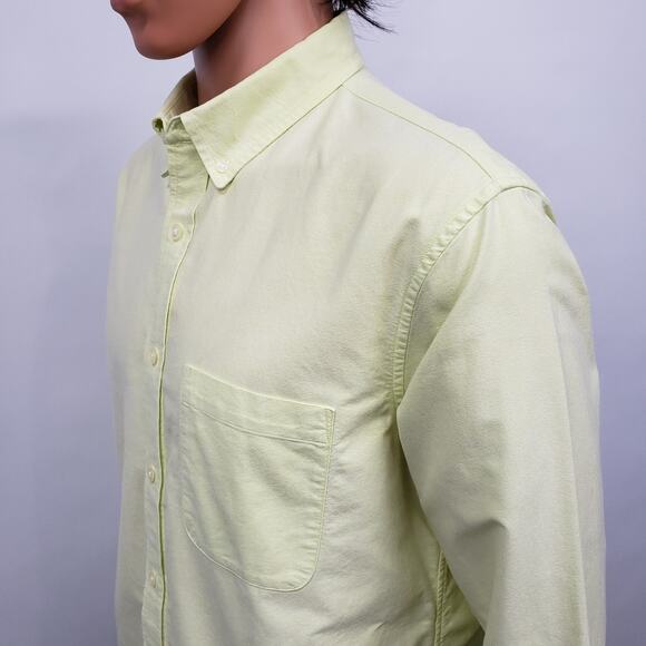 Club Monaco Oxford Shirt Men L Slim fit Button down Long Sleeve Yellow Solid - Picture 5 of 14